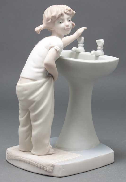 Appraisal: Lladro bisque porcelain figural group ''Clean Up Time'' no modeled