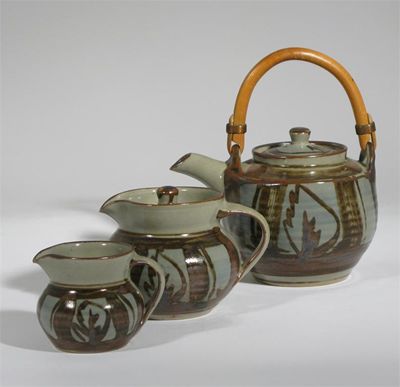 Appraisal: A Crowan Pottery part tea set by Harry and May