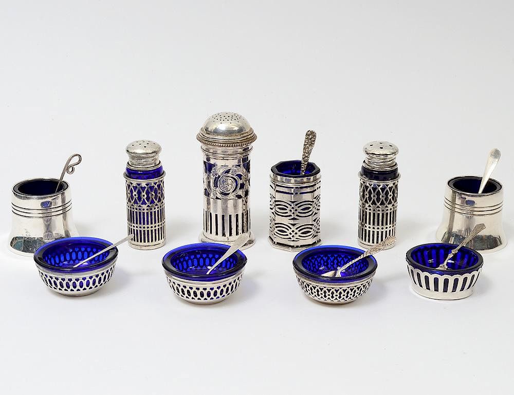 Appraisal: GROUP OF TEN STERLING SILVER AND SILVER PLATED SHAKERS AND