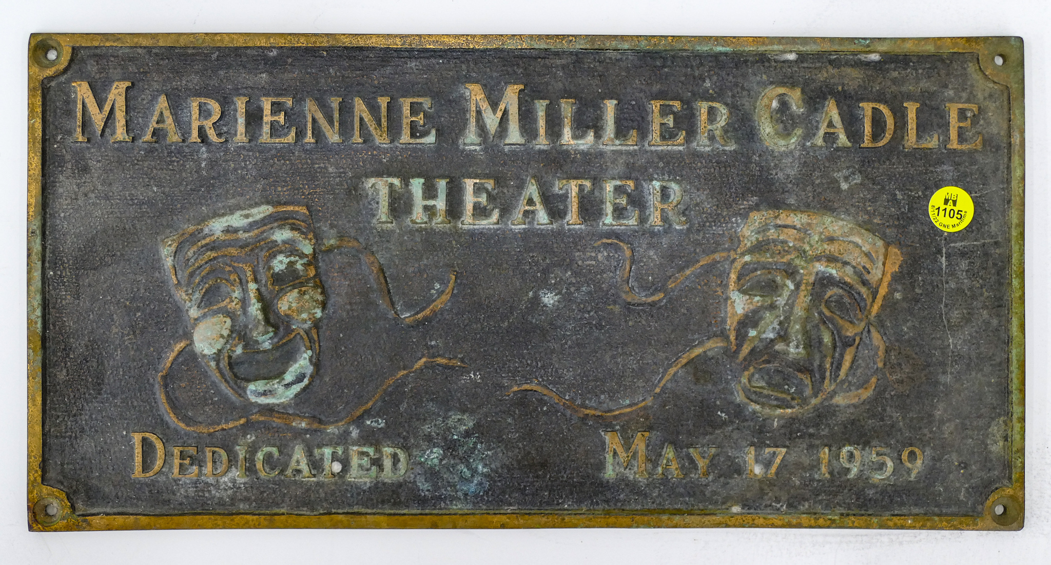 Appraisal: Marienne Miller Cadle Theater Bronze Plaque ''x ''