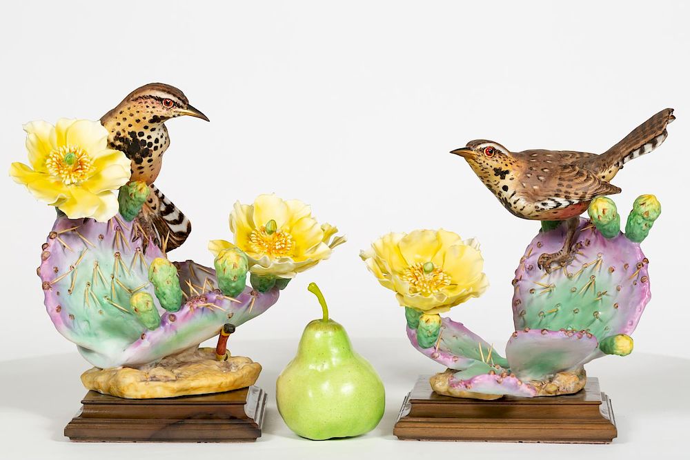 Appraisal: Pair Dorothy Doughty Cactus Wren Figurines Dorothy Doughty Italian -