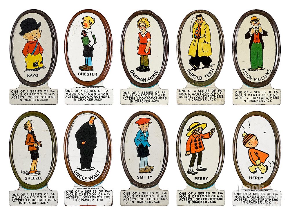 Appraisal: Set of ten tin lithograph Cracker Jack standees Set of