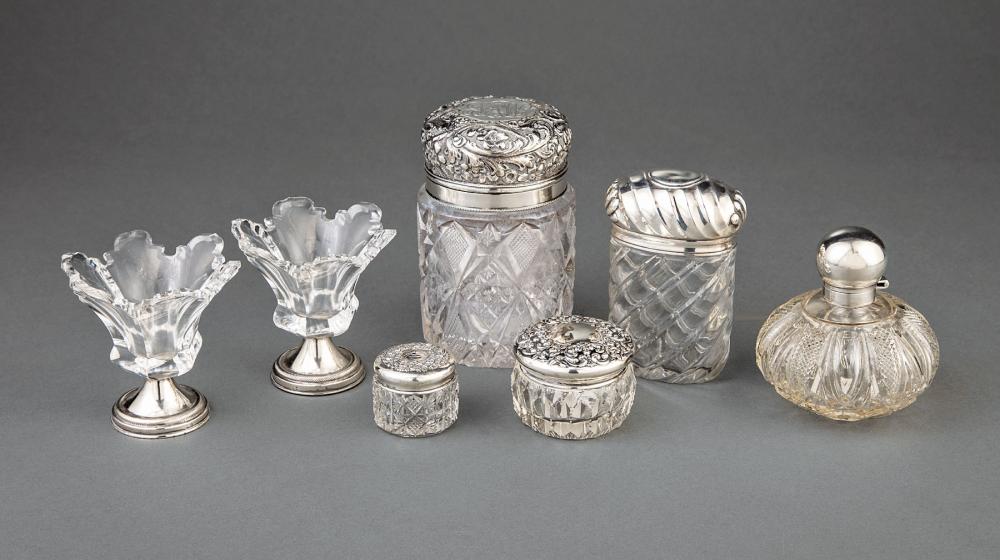 Appraisal: Good Group of Antique English and American Sterling Silver-Mounted Crystal