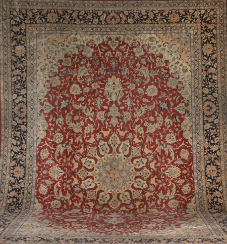 Appraisal: Keshan Rug Second Quarter th Century Red ground with palmette