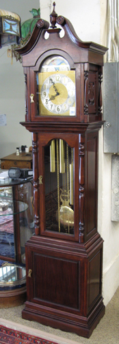 Appraisal: CHIPPENDALE STYLE GRANDFATHER FLOOR CLOCK the Chinese rosewood case housing