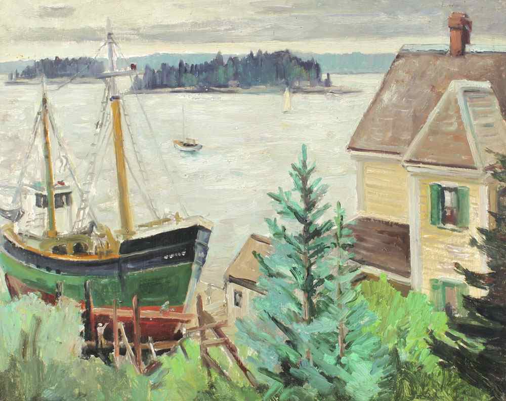 Appraisal: STROHL Clifford H American - Harbor Scene Oil Masonite ''