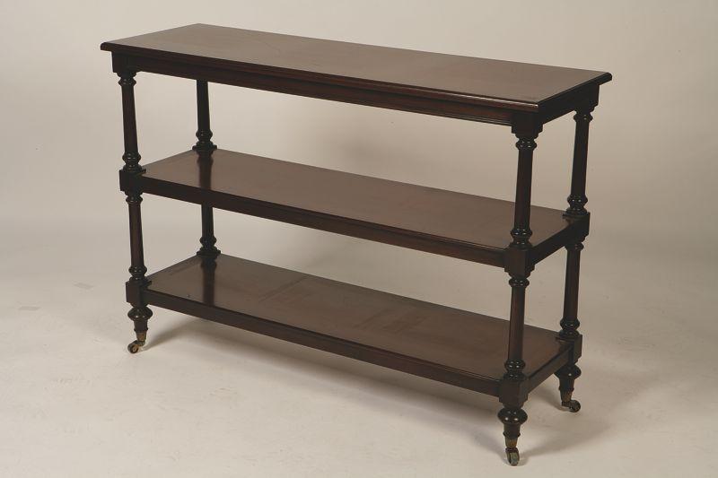 Appraisal: A VICTORIAN MAHOGANY THREE TIER BUFFET the rectangular top with