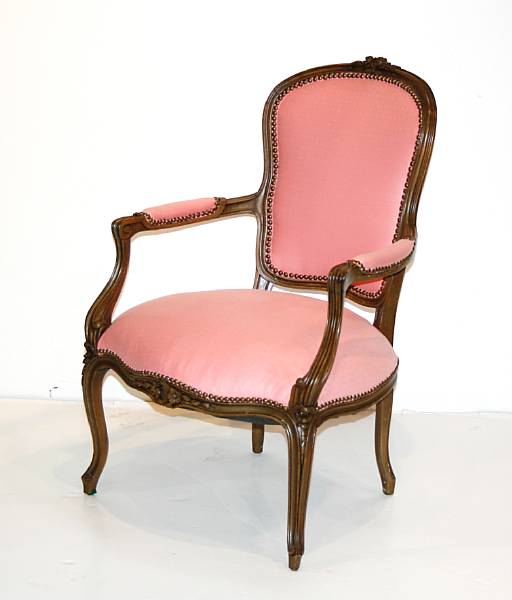 Appraisal: A Louis XV style fauteuil th century height in width