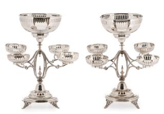 Appraisal: Pair Continental Silver Plate Continental th century A pair of