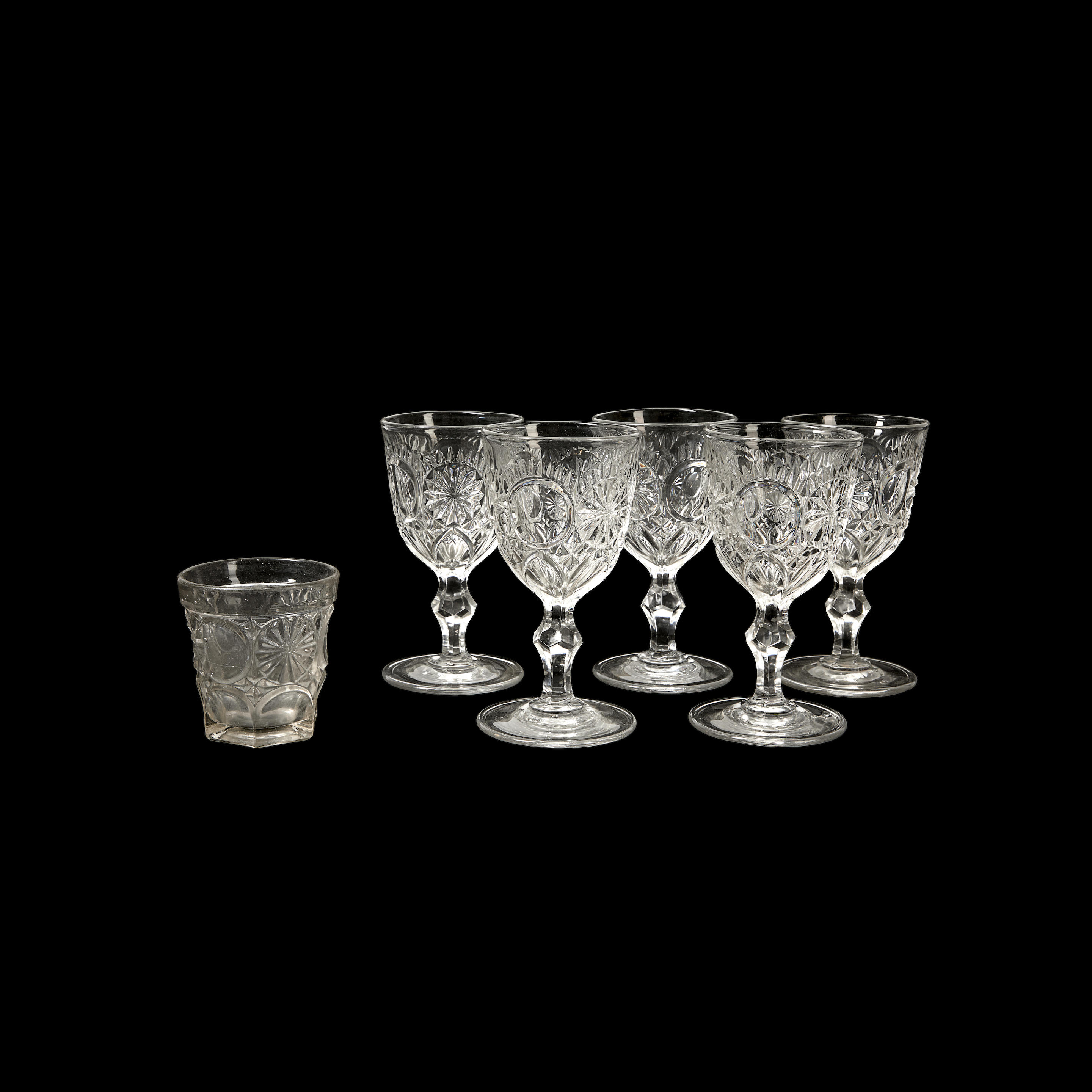 Appraisal: Six Pieces of Early American Colorless Pressed Chilson Glassware including