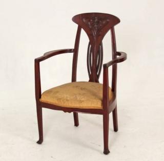 Appraisal: AMERICAN ART NOVEAU STYLE CARVED MAHOGANY ARM CHAIR AMERICAN ART