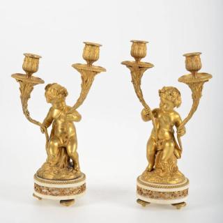 Appraisal: Pair Louis XVI style gilt bronze th c in the