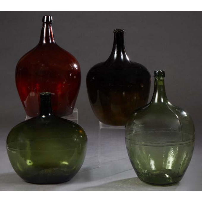 Appraisal: Group of Four Mold Blown Glass Wine Carboys th c