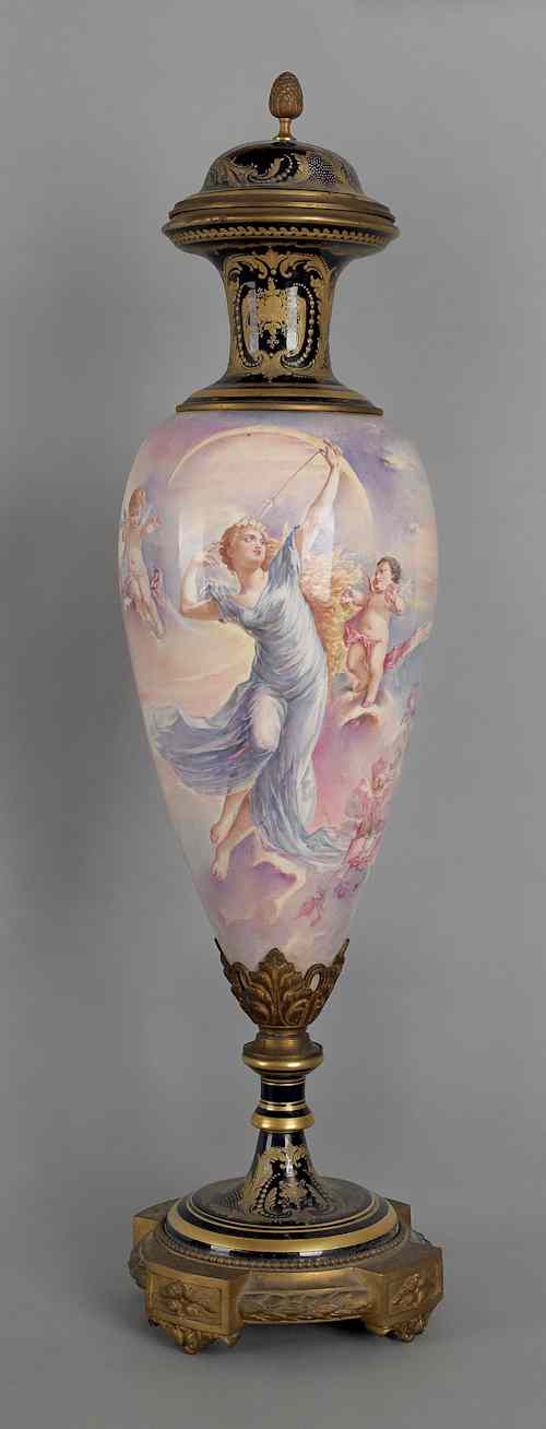 Appraisal: Large Sevres porcelain vase th c with ormolu mounts and