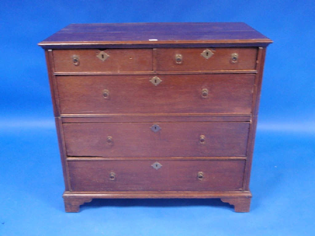 Appraisal: A George II oak chest of two short and three