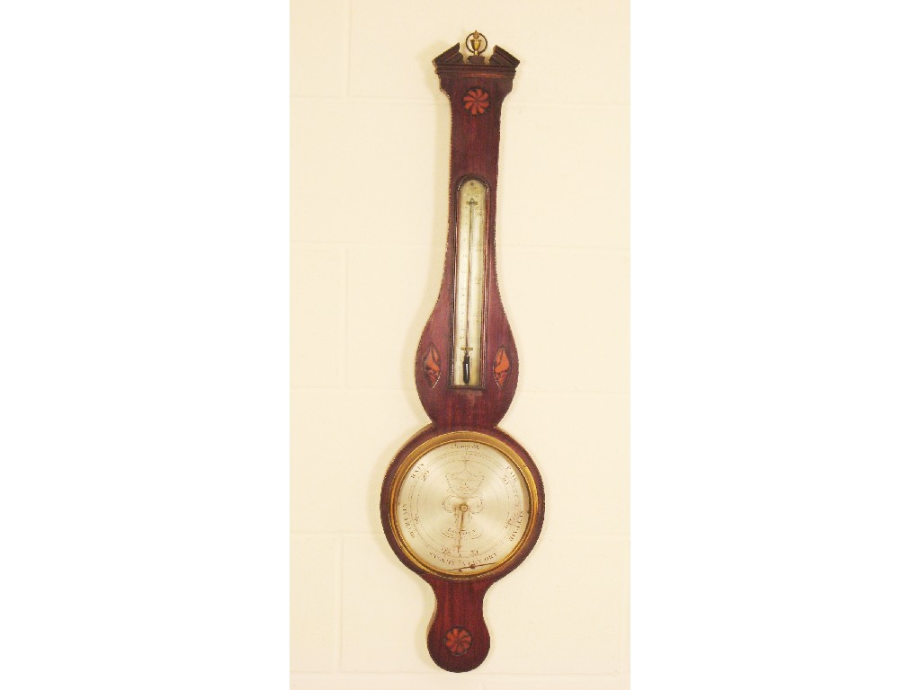 Appraisal: An early th Century Sheraton mahogany cased Banjo Barometer and