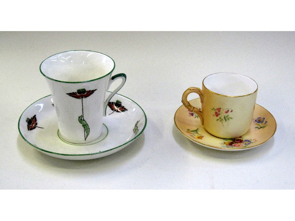 Appraisal: Royal Worcester blush ivory floral decorated cup and saucer and