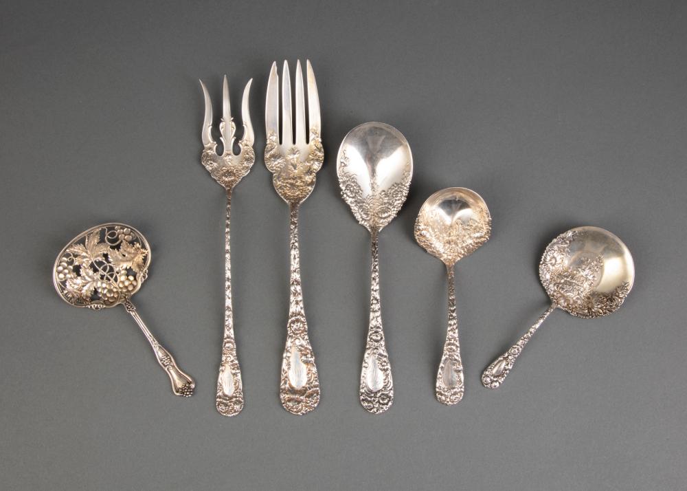 Appraisal: Good Group of Durgin Chrysanthemum Pattern Sterling Silver Flatware Serving