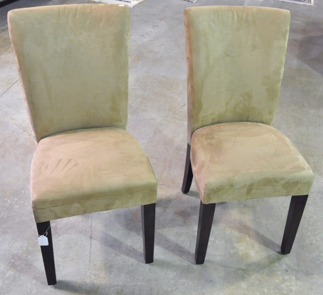 Appraisal: Pair Of Upholstered Side Chairs H Beige cotton suede