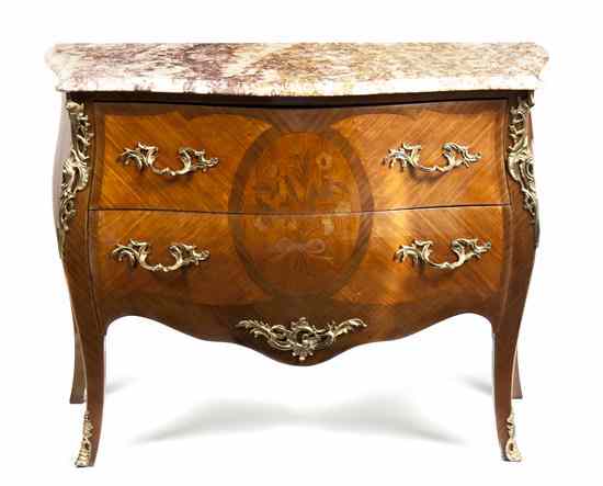 Appraisal: A Louis XV Style Gilt Bronze Mounted Parquetry Commode having