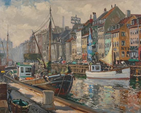 Appraisal: THEODOR NYGAARD Danish th century CANAL IN COPENHAGEN signed lower