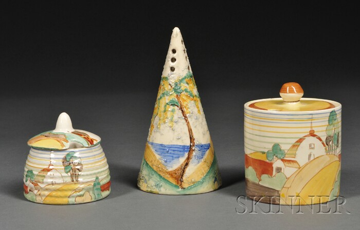 Appraisal: Clarice Cliff Pottery Sugar Sifter and Two Honey Pots Art