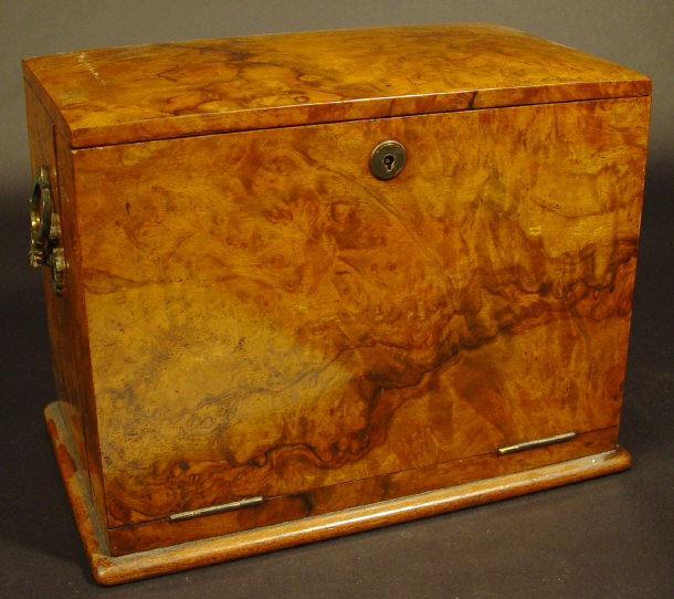 Appraisal: Victorian burr walnut stationery box the hinged lid and fall