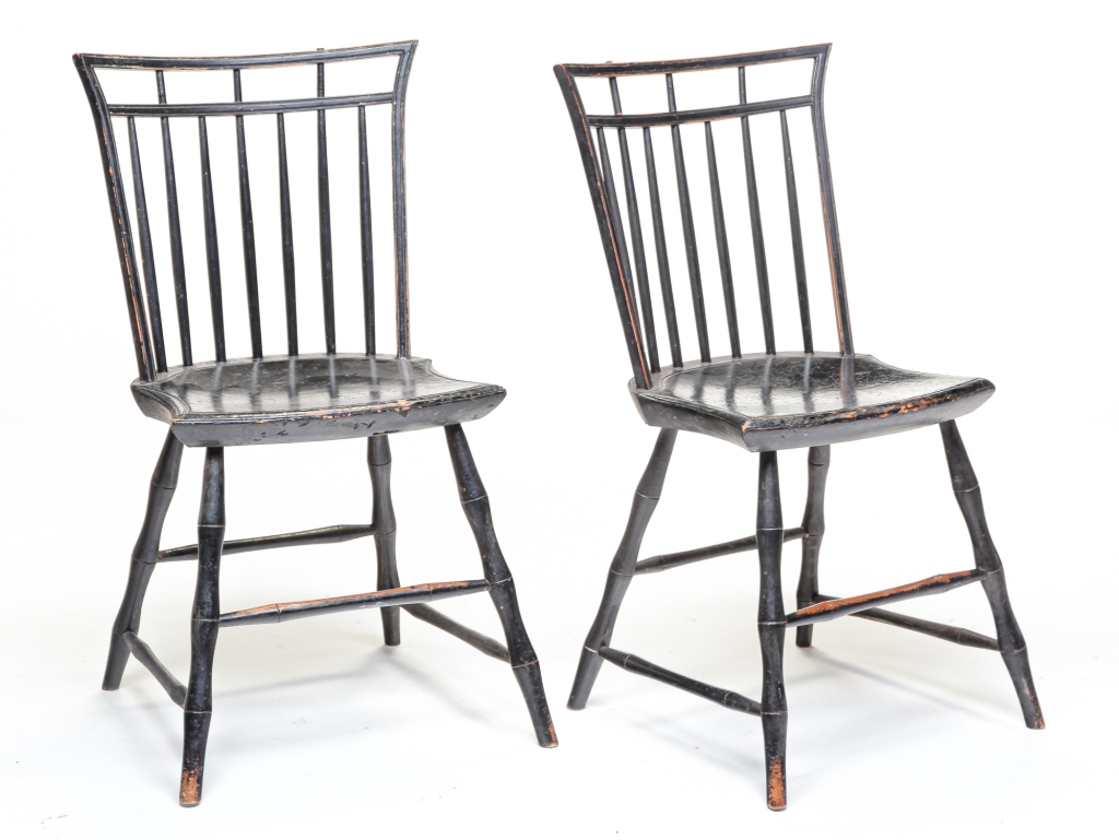 Appraisal: PAIR OF AMERICAN BIRDCAGE WINDSOR SIDE CHAIRS First quarter th