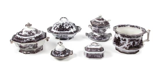 Appraisal: Sale Lot A Collection of Black and White Ironstone Transferware