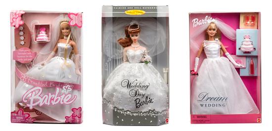 Appraisal: Sale Lot Three Wedding Themed Barbies model g including Fashion