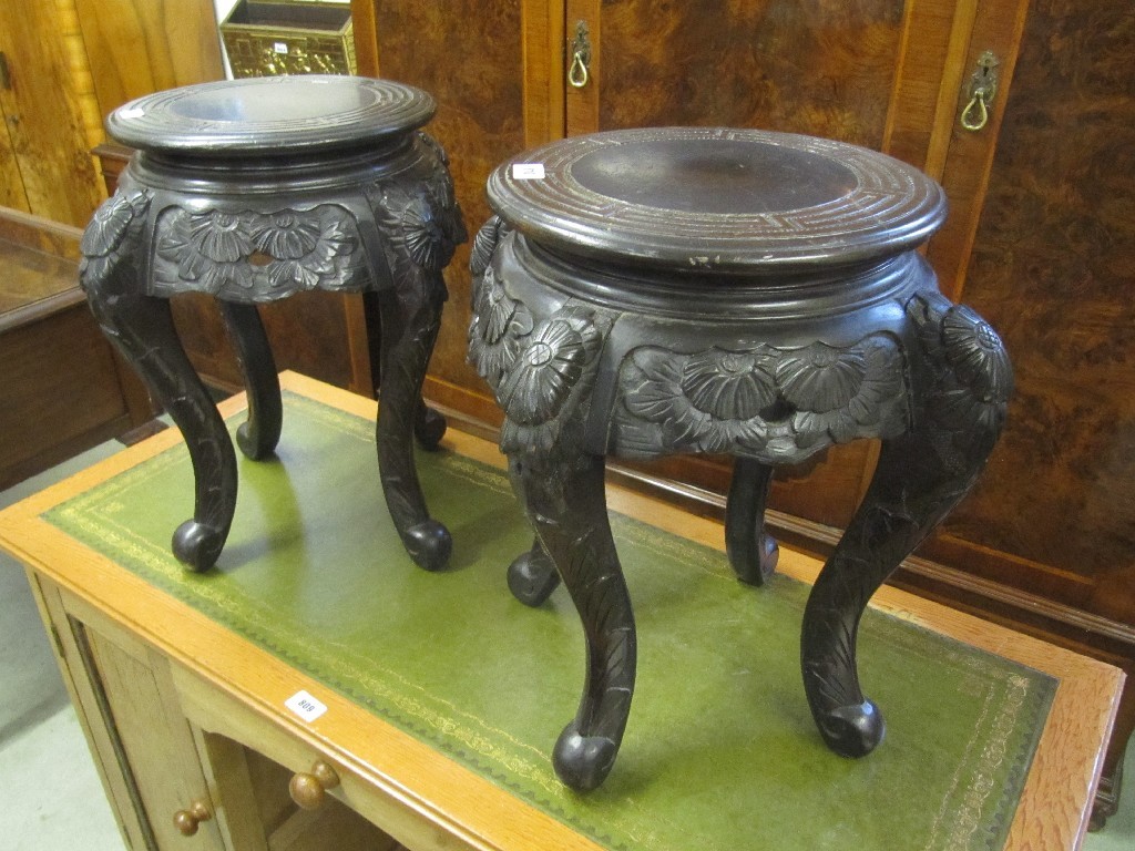 Appraisal: Pair of Chinese ebonised tables