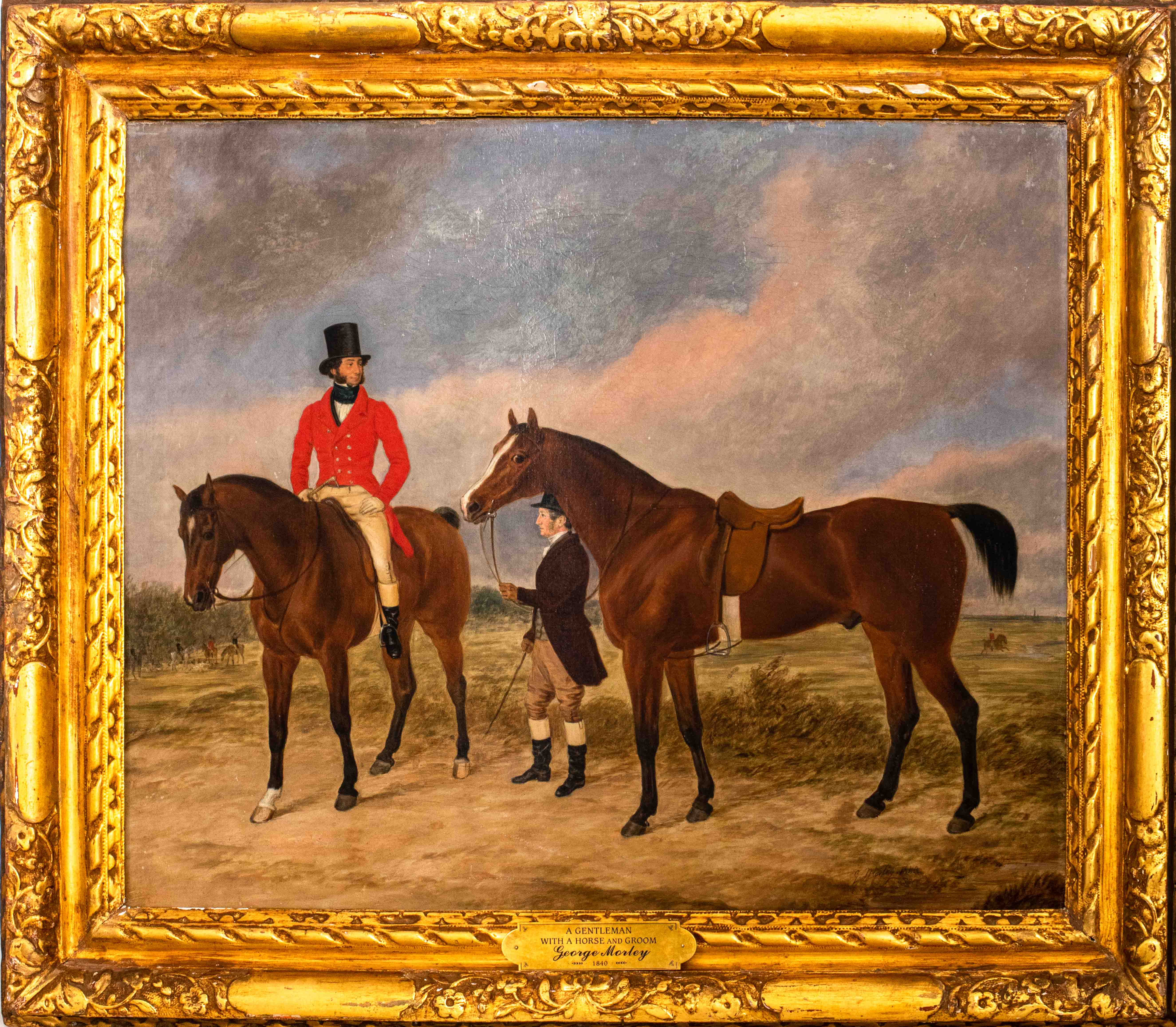 Appraisal: GEORGE MORLEY GENTLEMAN WITH HORSE GROOM OIL George Morley English