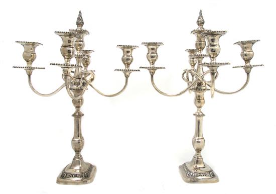 Appraisal: A Pair of American Sterling Silver Four-Light Candelabra International Height