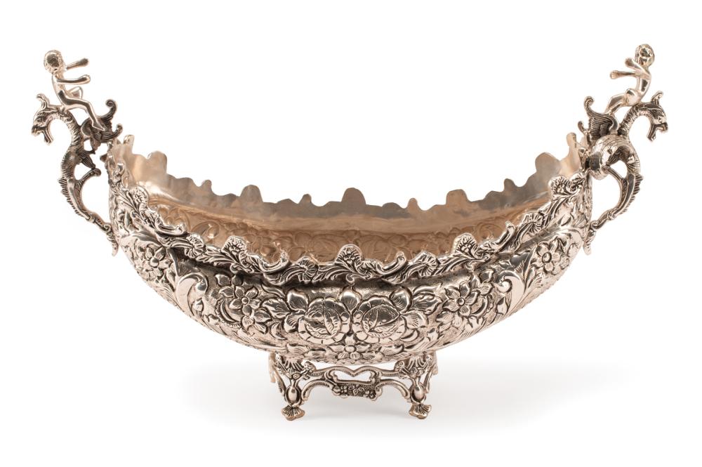 Appraisal: Exuberant Silverplate Figural Center Bowl h in w in d