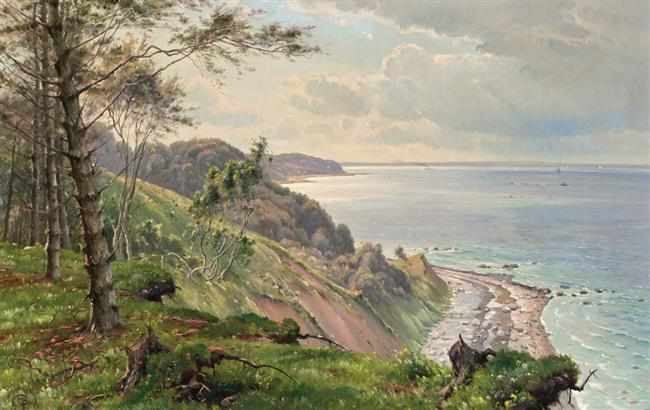 Appraisal: JOHANNES BOESEN Danish - A Coastal Vista oil on canvas