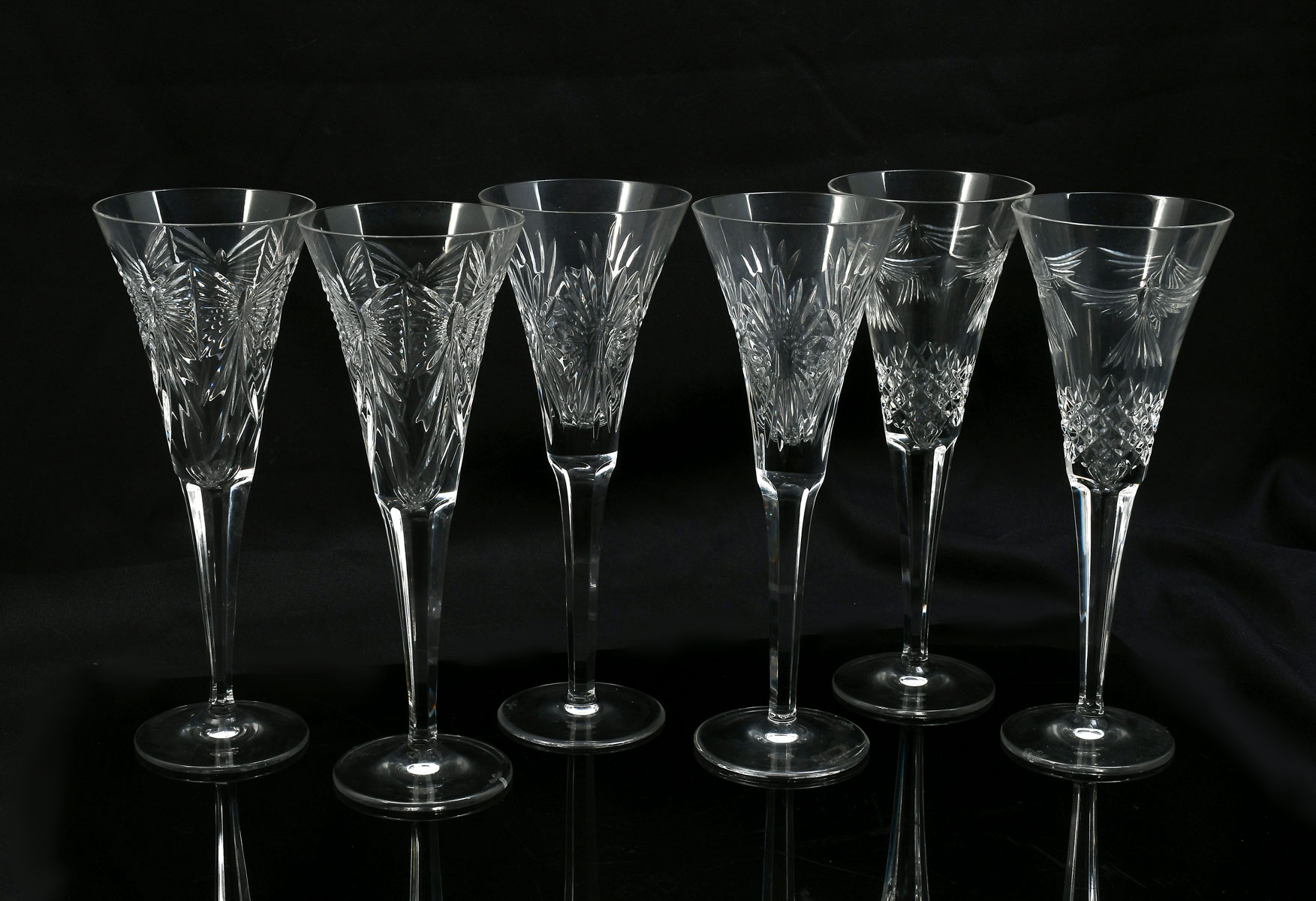 Appraisal: PC WATERFORD MILLENNIUM TOASTING FLUTES Elegant Waterford toasting flutes with