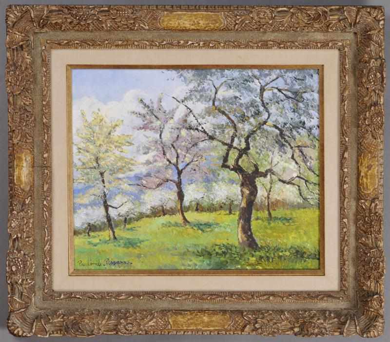 Appraisal: FRENCH SCHOOL ARBES EN FLEURS Oil on canvas signed Paulemile