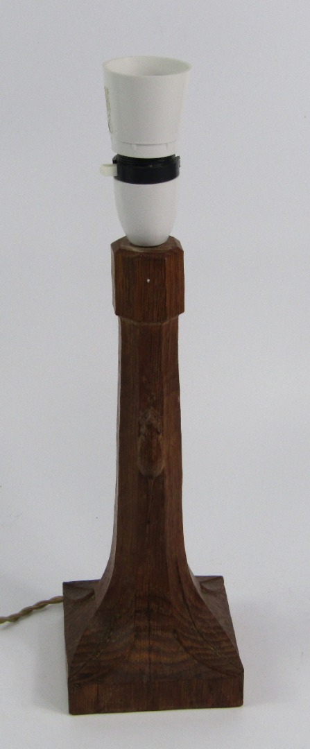 Appraisal: A Robert Thompson of Kilburn Mouseman carved oak table lamp