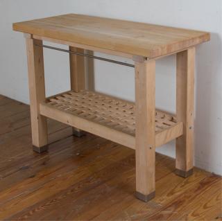 Appraisal: Groland Butcher Block Island Groland unfinished birch butcher block island