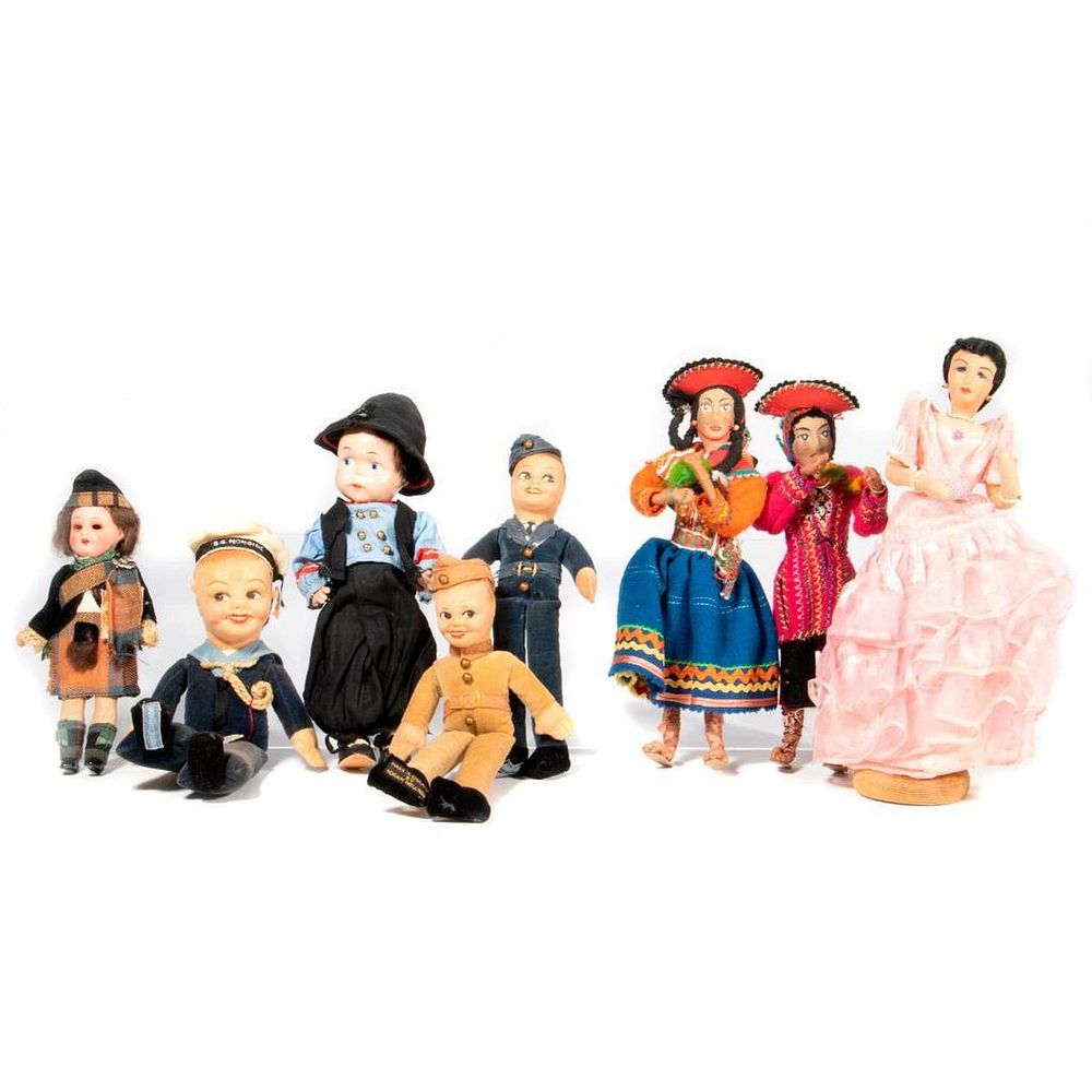 Appraisal: Vintage Cultural Ethnic Dolls Eight Vintage Cultural Ethnic Dolls Largest