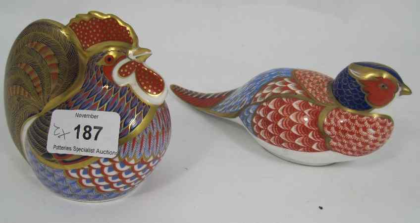 Appraisal: Royal Crown Derby Paperweights Cockeral And Pheasant