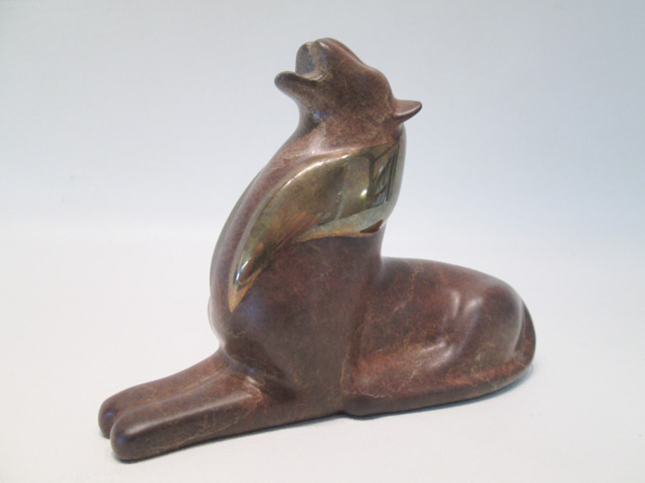 Appraisal: LOET VANDERVEEN BRONZE WILDLIFE SCULPTURE Dutch - depicting a recumbent