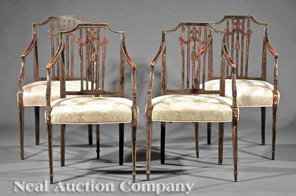 Appraisal: Four English or American Armchairs c in the Hepplewhite taste