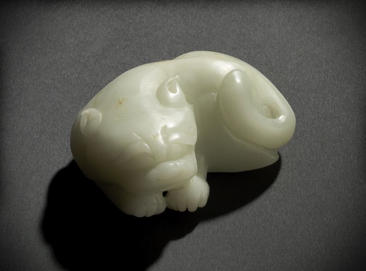 Appraisal: Chinese Carved Jade Paperweight th century the nearly white stone