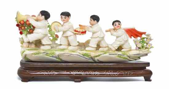 Appraisal: A Chinese Ivory Figure of Musicians Cultural Revolution period having