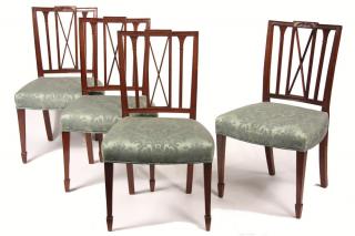 Appraisal: SET OF HEPPLEWHITE SIDECHAIRS Four Period Hepplewhite Sidechairs in Honduran