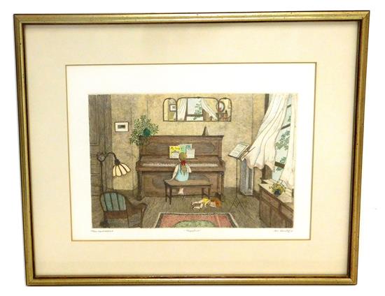 Appraisal: Jan Hunt American th C etching Practice c ed hand-colored