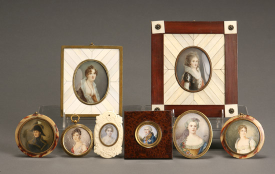 Appraisal: European School th Century Portrait Miniatures of Ladies and Gentlemen