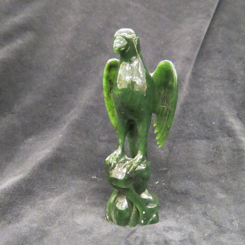 Appraisal: Chinese Carved Jade Figurine of a Bird deep spinach green