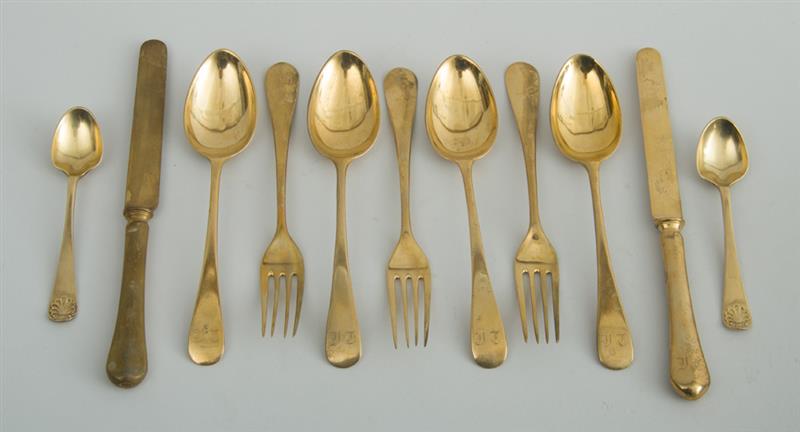 Appraisal: SET OF SIX MODEN ENGLISH SILVER GILT DEMITASSE SPOONS AND